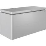 Silberne BioHort LoungeBox Auflagenboxen & Gartenboxen aus Edelstahl mit Deckel 