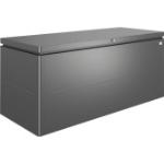 Dunkelgraue BioHort LoungeBox Auflagenboxen & Gartenboxen aus Aluminium mit Deckel 