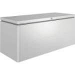 Silberne BioHort LoungeBox Auflagenboxen & Gartenboxen aus Aluminium mit Deckel 