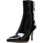 Schwarze Elegante Spitze High Heel Stiefeletten & High Heel Boots mit Reißverschluss für Damen Größe 45 für den für den Winter 