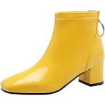 Gelbe Ankle Boots & Klassische Stiefeletten mit Reißverschluss für Damen Größe 36 mit Absatzhöhe 5cm bis 7cm für den für den Winter 