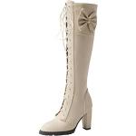 Beige High Heel Stiefeletten & High Heel Boots mit Schnürsenkel für Damen Größe 38 
