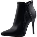 Schwarze Pfennigabsatz High Heel Stiefeletten & High Heel Boots mit Reißverschluss für Damen Größe 44 für den für den Herbst 