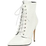 Weiße Pfennigabsatz High Heel Stiefeletten & High Heel Boots für Damen Größe 44 mit Absatzhöhe über 9cm 