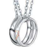 Bishilin Partnerketten für Sie und Ihn, Paar Halskette Anhänger Ring Herz Puzzle, Geschenk für Liebhaber/Partner