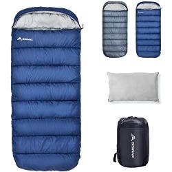 BISINNA Plus Size Wide Schlafsack für große Erwachsene, 3-4 Jahreszeiten Schlafsack Winter Outdoor Warmer Deckenschlafsack, XXL Camping Schlafsack beim Camping Trekking mit Kopfkissen