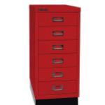 Bisley Schubladenschrank MultiDrawer, L296S, mit Sockel, aus Metall, A4, rot, 6 Schübe