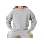 Hellgraue Melierte Oversize Damensweatshirts aus Baumwolle Größe L 
