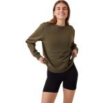 Olivgrüne Oversize Damensweatshirts aus Baumwolle Größe L 