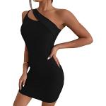Reduzierte Schwarze Elegante Ärmellose Mini One Shoulder Bandage-Kleider & Bodycon-Kleider für Damen Größe L für Partys für den für den Sommer 