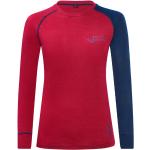 BLACK CREVICE - Damen Langarmshirt aus Merino Wolle | Funktionsunterwäsche | Base Layer | Farbe: Rot/Blau | Gr: 44