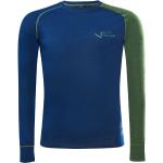 BLACK CREVICE - Herren Langarmshirt aus Merino Wolle | Funktionsunterwäsche | Base Layer | Farbe: Blau/Grün | Gr: XL
