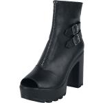 Schwarze Gothic Black Premium by EMP Offene Peeptoe Stiefeletten & Peeptoe Boots mit Reißverschluss für Damen Größe 41 