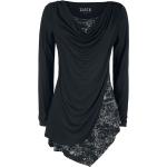 Schwarze Langärmelige Black Premium by EMP Wasserfall-Ausschnitt Wasserfall-Shirts für Damen Größe XS für Festivals 