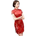 Reduzierte Rote Mini Minikleider & kurze Kleider mit Drachen-Motiv aus Brokat für Damen Größe 5 XL Petite 