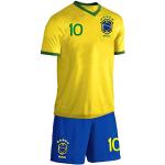 Blackshirt Company Brasilien Kinder Sport Trikot Set Fußball WM EM Fan Zweiteiler Gelb Blau Größe 104