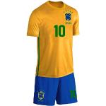 Blackshirt Company Brasilien Retro Kinder Trikot Set Fußball EM WM Fan Zweiteiler Gelb Blau Sporttrikot Größe 104