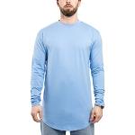 Reduzierte Hellblaue Oversize Langärmelige T-Shirts mit Reißverschluss enganliegend für Herren Größe M 