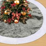 Silberne Bestickte Weihnachtsbaumdecken mit Ornament-Motiv aus Kunstfell 