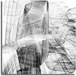 Paul Sinus Art Blasse Sehnsucht - Abstrakt378_60x60cm Bild auf Leinwand Abstraktes Motiv quadratisches Format schwarz weiß grau Kunstdruck auf Keilrahmen