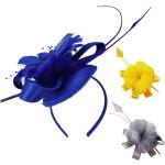 Blaue Blumenmuster Fascinators aus Satin mit Echte Perle für Hochzeitsgäste 