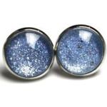 Blaue Cabochon Ohrringe glänzend aus Glas 