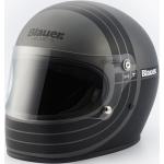 Blauer 80's Helm, schwarz-silber, Größe M