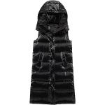 Schwarze Unifarbene BLAUER Maxi Daunenjacken mit Kapuze aus Polyamid mit Kapuze für Damen Übergrößen für den für den Winter 