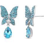 Reduzierte Blaue Schmetterling Ohrringe mit Insekten-Motiv aus Kristall für Damen 