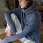 Pastellblaue Oversize Strickpullover aus Wolle maschinenwaschbar für Damen Einheitsgröße 