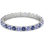 Blaue Runde Edelsteinringe aus Silber mit Saphir stapelbar für Damen Größe 56 