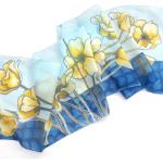 Hellblaue Blumenmuster Seidenschals mit Tulpenmotiv aus Seide Handwäsche für Herren 