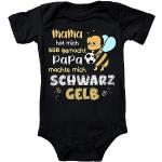 Blauer-Storch Baby Body in Schwarz Mama machte mich Süß, Papa Schwarz Gelb Geschenk zum Geburtstag für kleine BVB Borussia Dortmund Fans für Kleinkind Kurzarm Bio Baumwolle