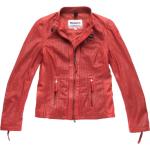 Reduzierte Rote BLAUER Stehkragen Übergangsjacken mit Reißverschluss aus Leder für Damen Größe M 