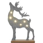 Graue 62 cm Weihnachtsfiguren mit Hirsch-Motiv aus Filz LED beleuchtet 