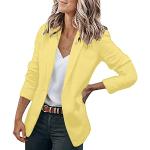 Gelbe Unifarbene Business Samtblazer aus Samt für Damen Größe XXL für den für den Herbst 