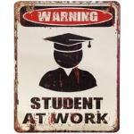 Blechschild WARNING - STUDENT AT WORK Vintage Bitte nicht stören 25x20cm