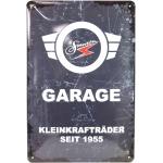 Blechschild Werbeschild, geprägt Simson Garage 20x30 cm dunkelgrau/weiß Vintage