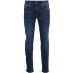 Reduzierte Dunkelblaue Bestickte Slim Fit Jeans mit Reißverschluss aus Denim für Herren Größe L Weite 36 