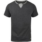 Anthrazitfarbene Unifarbene Casual Kurzärmelige Blend Rundhals-Ausschnitt T-Shirts aus Baumwolle für Herren Größe M 