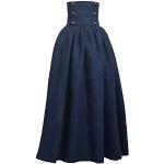 Blaue Maxi Mittelalter-Röcke aus Kunstleder für Damen Größe S 