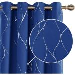 Royalblaue Moderne Verdunkelungsvorhänge aus Textil blickdicht 2-teilig 
