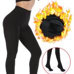 Schwarze Sexy Thermo-Leggings aus Fleece für Damen Größe XL für den für den Winter 
