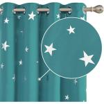 Silberne Sterne Moderne Verdunkelungsvorhänge aus Textil blickdicht 2-teilig 