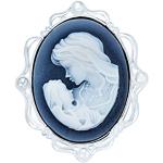 Klassische Antike Vintage Stil Blau Weiß Geschnitzt Oval Gerahmt Viktorianischen Dame Porträt Mutter Und Kind Cameo Anhänger & Brosche Halskette Für Frauen Mutter .925 Sterlingsilber