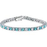 Blaue Bling Jewelry Edelstein Armbänder aus Rhodium mit Zirkonia für Damen zum Muttertag 