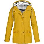 Gelbe Vintage Langärmelige Wasserdichte Atmungsaktive Kaschmir-Pullover aus Wolle mit Kapuze für Damen Größe XL 