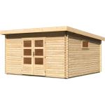Woodfeeling Blockbohlenhäuser imprägniert aus Holz mit Pultdach Blockbohlenbauweise 
