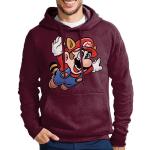 Burgundfarbene Sportliche Langärmelige Super Mario Mario Rundhals-Ausschnitt Herrensweatshirts mit Kapuze Größe XS für den für den Herbst 