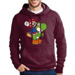 Burgundfarbene Langärmelige Super Mario Rundhals-Ausschnitt Herrensweatshirts mit Kapuze Größe XS für den für den Herbst 
